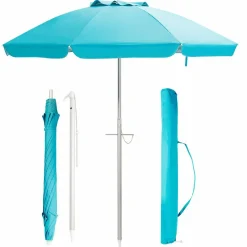 Tangkula 6.5ft Outdoor Beach Umbrella with Sand Anchor