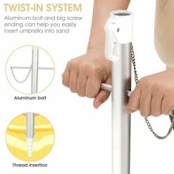 Tangkula 6.5ft Outdoor Beach Umbrella with Sand Anchor