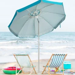 Tangkula 6.5ft Outdoor Beach Umbrella with Sand Anchor