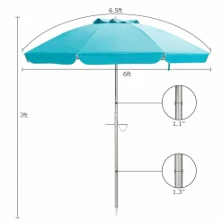 Tangkula 6.5ft Outdoor Beach Umbrella with Sand Anchor