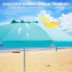 Tangkula 6.5ft Outdoor Beach Umbrella with Sand Anchor