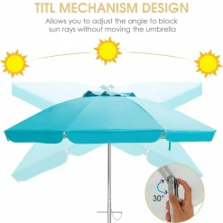 Tangkula 6.5ft Outdoor Beach Umbrella with Sand Anchor