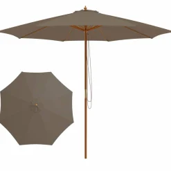 Tangkula 10FT Patio Umbrella, Outdoor Table Market Umbrella w/8 Wooden Ribs