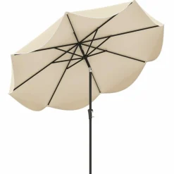 Tangkula 9Ft Patio Umbrella, Outdoor Umbrella with Crank Handle, Push Button Tilt, 2-Tier Beach Umbrella with Sun-Protective Canopy