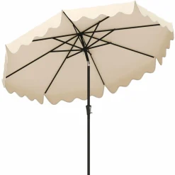 Tangkula 9Ft Patio Umbrella with Crank, 2-Tier Outdoor Umbrella with Push Button Tilt, Sun-Protective Canopy