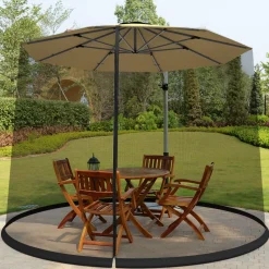 TANGKULA 9/10FT Patio Umbrella Screen, with Zipper Door and Polyester Mesh Netting