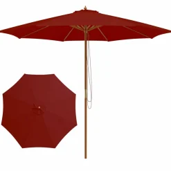 Tangkula 10FT Patio Umbrella, Outdoor Table Market Umbrella w/8 Wooden Ribs