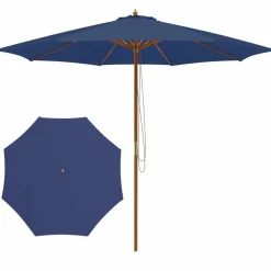 Tangkula 10FT Patio Umbrella, Outdoor Table Market Umbrella w/8 Wooden Ribs