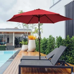 Tangkula 9FT Patio Umbrella, Outdoor Market Table Umbrella with Push Button Tilt Adjustment, Crank & 6 Sturdy Ribs for Garden