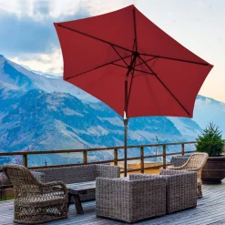 Tangkula 9FT Patio Umbrella, Outdoor Market Table Umbrella with Push Button Tilt Adjustment, Crank & 6 Sturdy Ribs for Garden