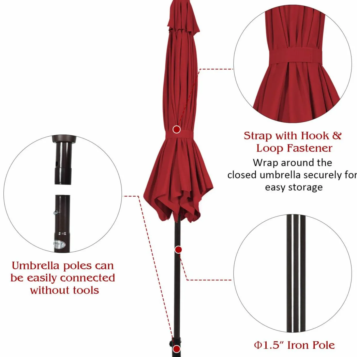 Tangkula 9FT Patio Umbrella, Outdoor Market Table Umbrella with Push Button Tilt Adjustment, Crank & 6 Sturdy Ribs for Garden