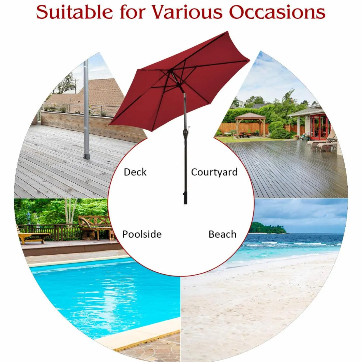 Tangkula 9FT Patio Umbrella, Outdoor Market Table Umbrella with Push Button Tilt Adjustment, Crank & 6 Sturdy Ribs for Garden