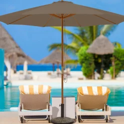 Tangkula 10FT Patio Umbrella, Outdoor Table Market Umbrella w/8 Wooden Ribs