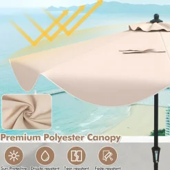 Tangkula 9Ft Patio Umbrella, Outdoor Umbrella with Crank Handle, Push Button Tilt, 2-Tier Beach Umbrella with Sun-Protective Canopy