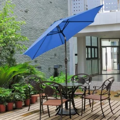 Tangkula 9FT Patio Umbrella, Outdoor Market Table Umbrella with Push Button Tilt Adjustment, Crank & 6 Sturdy Ribs for Garden
