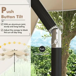 Tangkula 9Ft Patio Umbrella, Outdoor Umbrella with Crank Handle, Push Button Tilt, 2-Tier Beach Umbrella with Sun-Protective Canopy