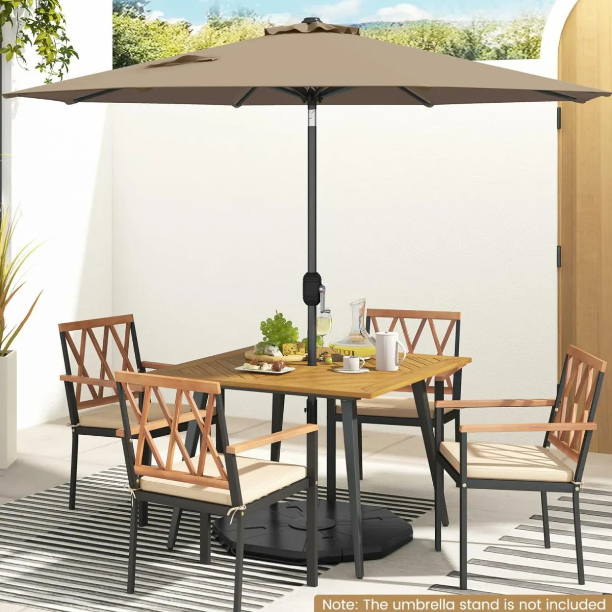 Tangkula 9FT Patio Umbrella, Outdoor Market Table Umbrella with Push Button Tilt Adjustment, Crank & 6 Sturdy Ribs for Garden