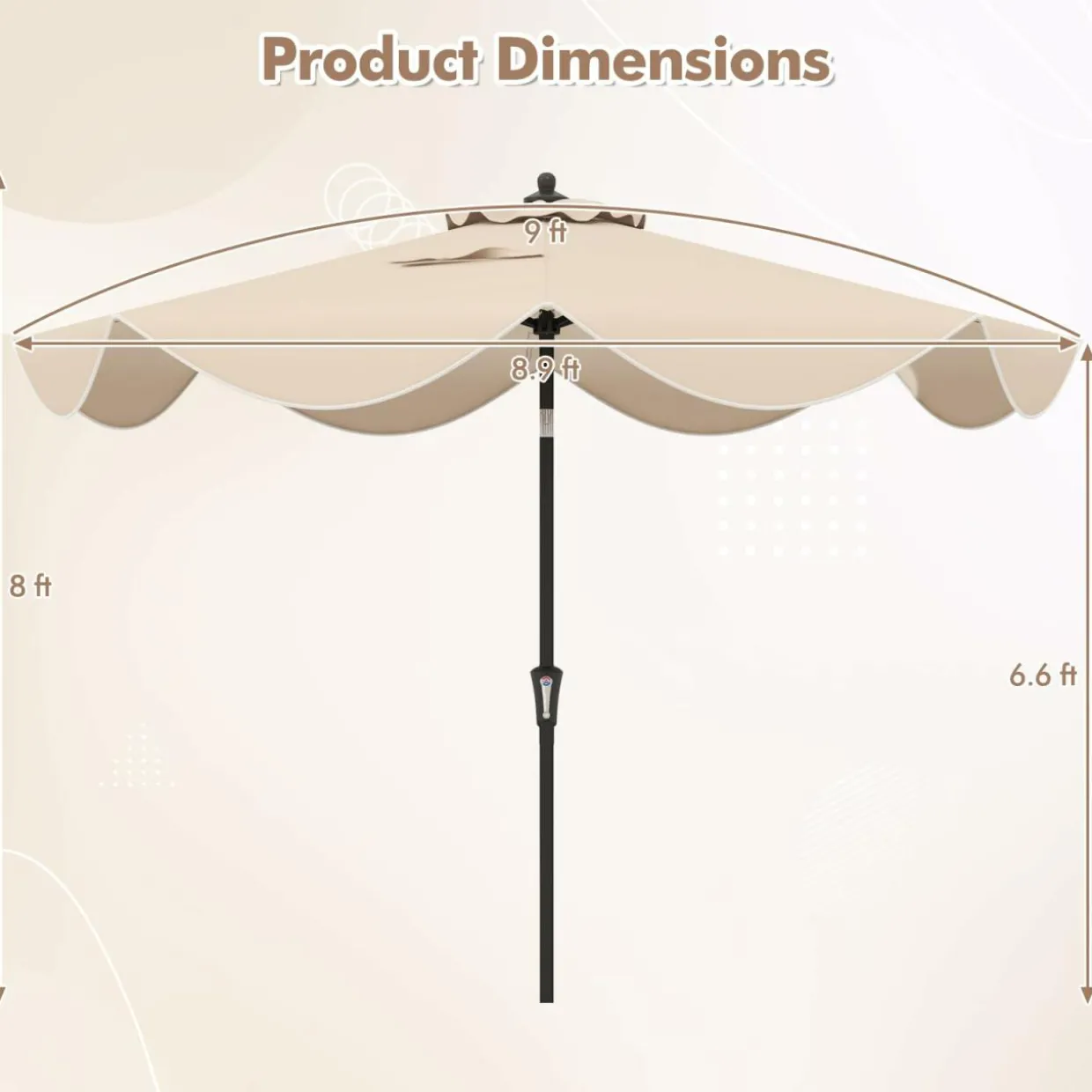 Tangkula 9Ft Patio Umbrella, Outdoor Umbrella with Crank Handle, Push Button Tilt, 2-Tier Beach Umbrella with Sun-Protective Canopy