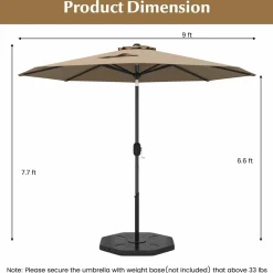 Tangkula 9FT Patio Umbrella, Outdoor Market Table Umbrella with Push Button Tilt Adjustment, Crank & 6 Sturdy Ribs for Garden