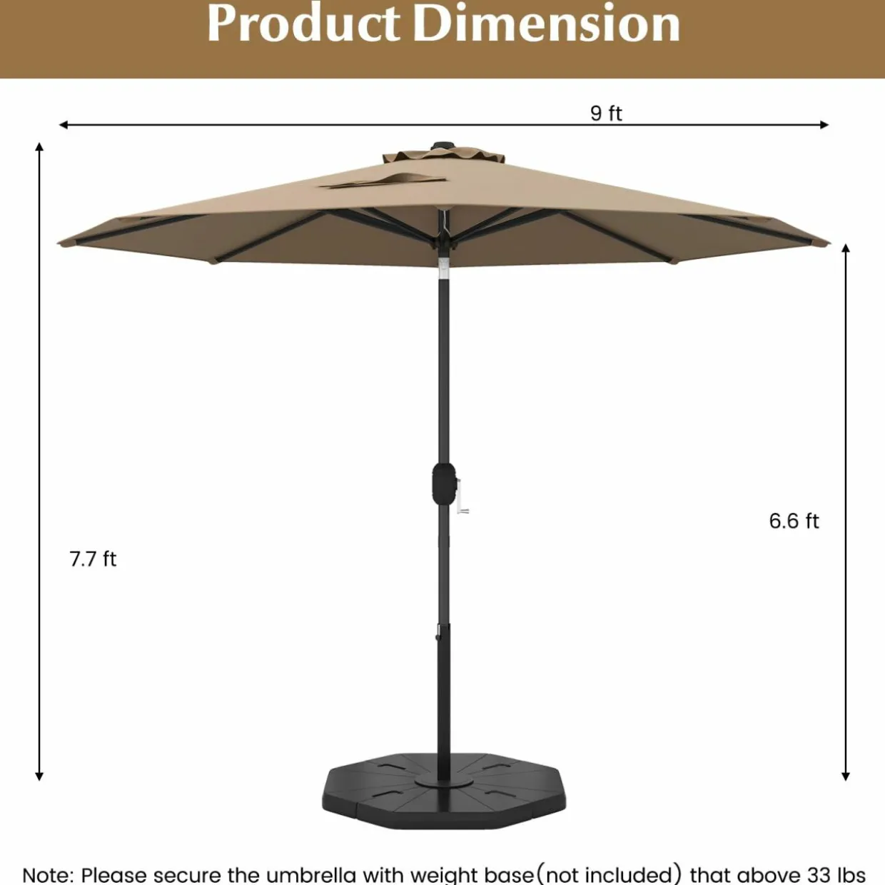 Tangkula 9FT Patio Umbrella, Outdoor Market Table Umbrella with Push Button Tilt Adjustment, Crank & 6 Sturdy Ribs for Garden