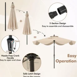 Tangkula 9Ft Patio Umbrella, Outdoor Umbrella with Crank Handle, Push Button Tilt, 2-Tier Beach Umbrella with Sun-Protective Canopy