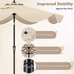 Tangkula 9Ft Patio Umbrella, Outdoor Umbrella with Crank Handle, Push Button Tilt, 2-Tier Beach Umbrella with Sun-Protective Canopy