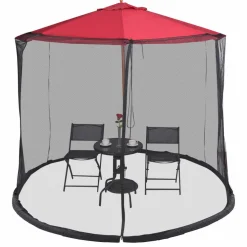TANGKULA 9/10FT Patio Umbrella Screen, with Zipper Door and Polyester Mesh Netting