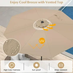 Tangkula 9FT Patio Umbrella, Outdoor Market Table Umbrella with Push Button Tilt Adjustment, Crank & 6 Sturdy Ribs for Garden