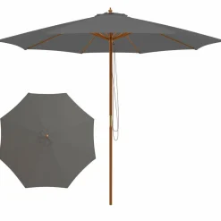 Tangkula 10FT Patio Umbrella, Outdoor Table Market Umbrella w/8 Wooden Ribs