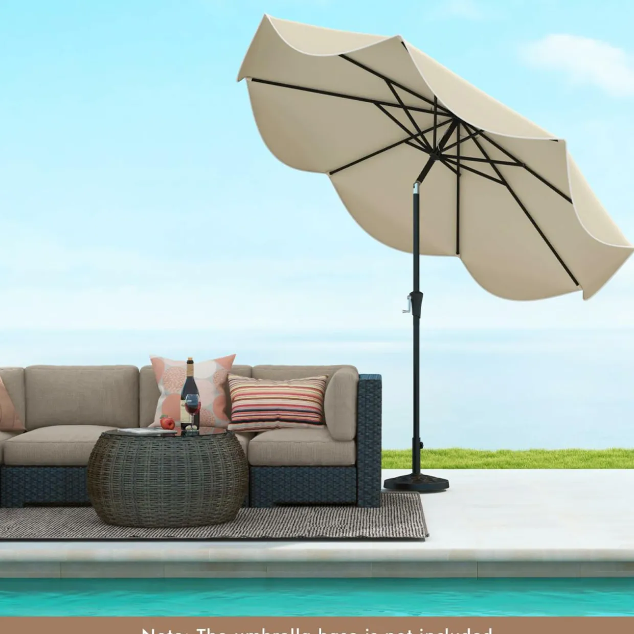 Tangkula 9Ft Patio Umbrella, Outdoor Umbrella with Crank Handle, Push Button Tilt, 2-Tier Beach Umbrella with Sun-Protective Canopy