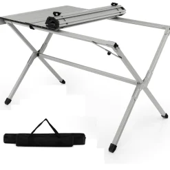 Tangkula 3.6ft Portable Picnic Table, 6 Person Heavy Duty Aluminum Roll Up Camping Table with Carry Bag
