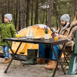 Tangkula 3.6ft Portable Picnic Table, 6 Person Heavy Duty Aluminum Roll Up Camping Table with Carry Bag