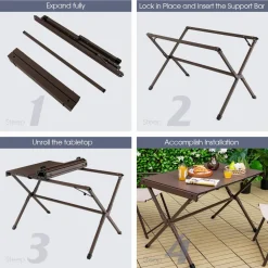 Tangkula 3.6ft Portable Picnic Table, 6 Person Heavy Duty Aluminum Roll Up Camping Table with Carry Bag