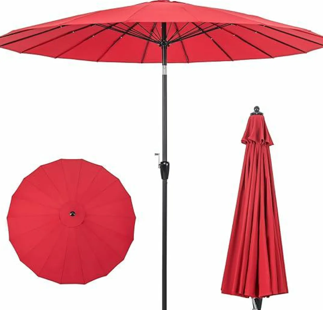 Tangkula 9FT Round Patio Umbrella, Outdoor Market Umbrella with 18 Fiberglass Ribs
