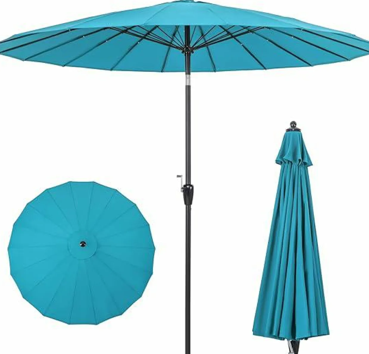 Tangkula 9FT Round Patio Umbrella, Outdoor Market Umbrella with 18 Fiberglass Ribs