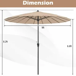 Tangkula 9FT Round Patio Umbrella, Outdoor Market Umbrella with 18 Fiberglass Ribs