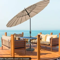 Tangkula 9FT Round Patio Umbrella, Outdoor Market Umbrella with 18 Fiberglass Ribs