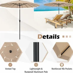 Tangkula 9FT Round Patio Umbrella, Outdoor Market Umbrella with 18 Fiberglass Ribs