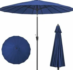 Tangkula 9FT Round Patio Umbrella, Outdoor Market Umbrella with 18 Fiberglass Ribs