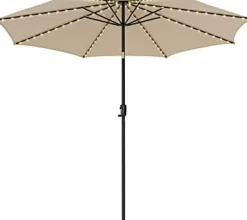 TANGKULA 10FT Solar Umbrella, Patio Umbrella with 112 LED Lights