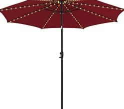 TANGKULA 10FT Solar Umbrella, Patio Umbrella with 112 LED Lights