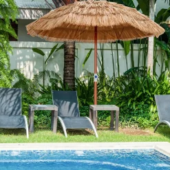 TANGKULA 6ft Thatched Patio Umbrella, Hawaiian Tiki Umbrella with Carrying Bag, Tilt Design