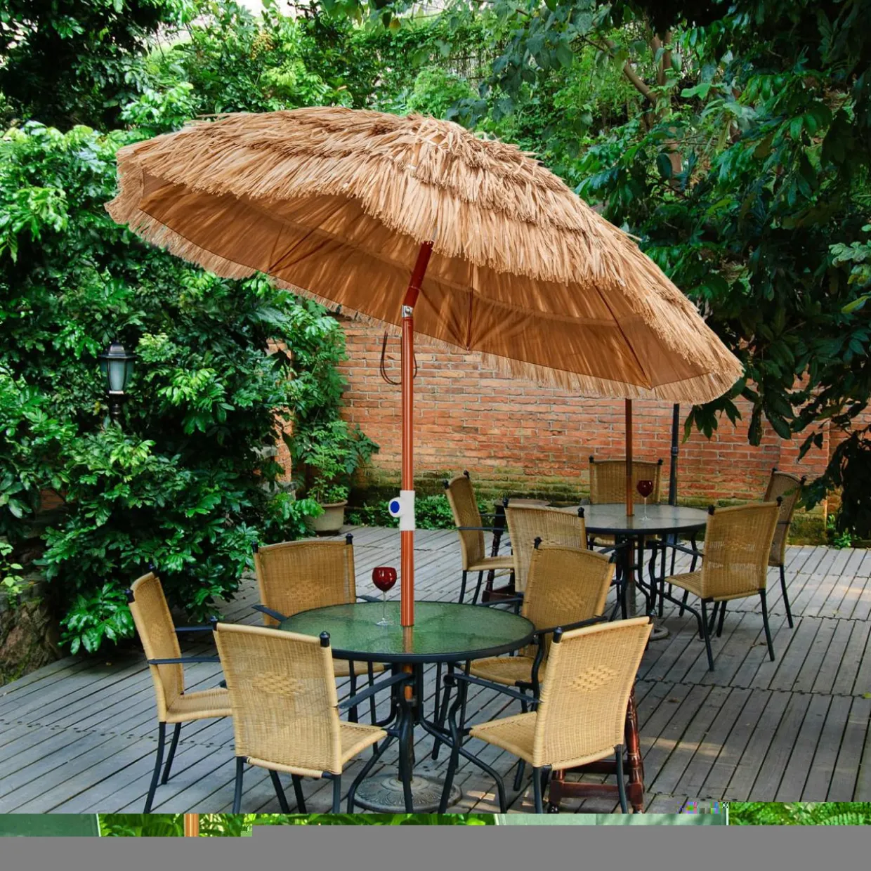 TANGKULA 6ft Thatched Patio Umbrella, Hawaiian Tiki Umbrella with Carrying Bag, Tilt Design