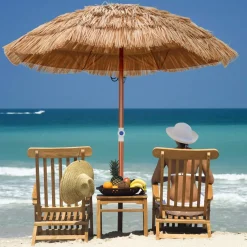 TANGKULA 6ft Thatched Patio Umbrella, Hawaiian Tiki Umbrella with Carrying Bag, Tilt Design