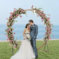 Tangkula 7.4FT Wedding Arch, Round Wooden Arch for Wedding Ceremony