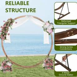 Tangkula 7.4FT Wedding Arch, Round Wooden Arch for Wedding Ceremony