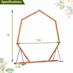 Tangkula 7FT Wedding Arch, Heptagon Wooden Arch for Wedding Ceremony