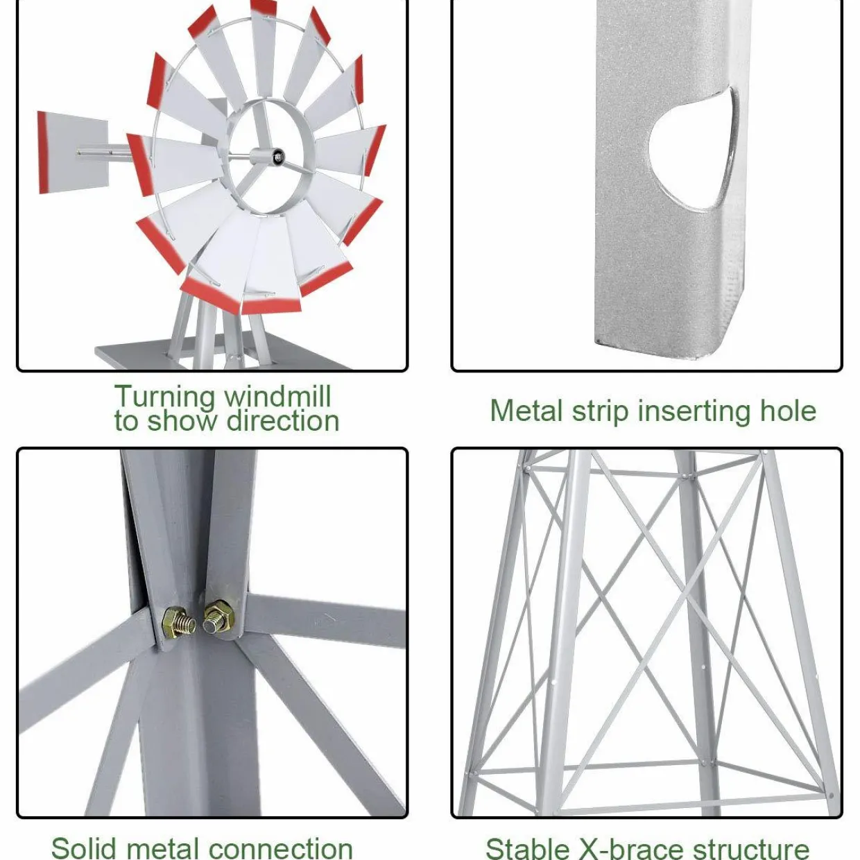 Tangkula 8FT Windmill Yard Garden Metal Ornamental