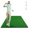 Tangkula 5ft x 3 ft Golf Hitting Mat, Artificial Turf Grass Mat with 3 Rubber Golf Tees