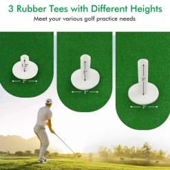 Tangkula 5ft x 3 ft Golf Hitting Mat, Artificial Turf Grass Mat with 3 Rubber Golf Tees